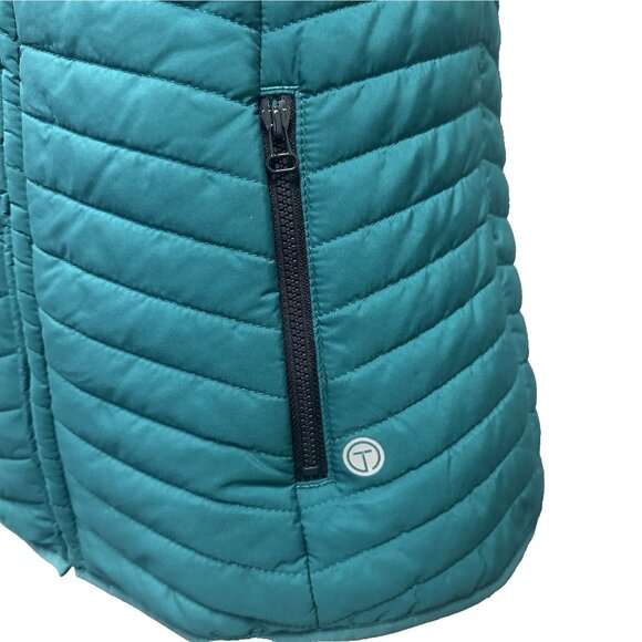 T by Talbots Quilted Puffer Vest Teal Zip Front Lightweight Active Jacket XS - Picture 4 of 8